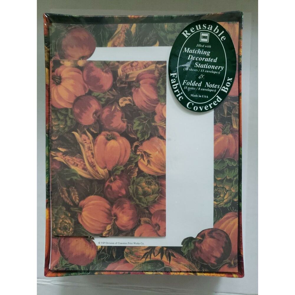 Vintage VIP Cranston Stationery Paper & Envelopes in Fabric Covered NIB U113